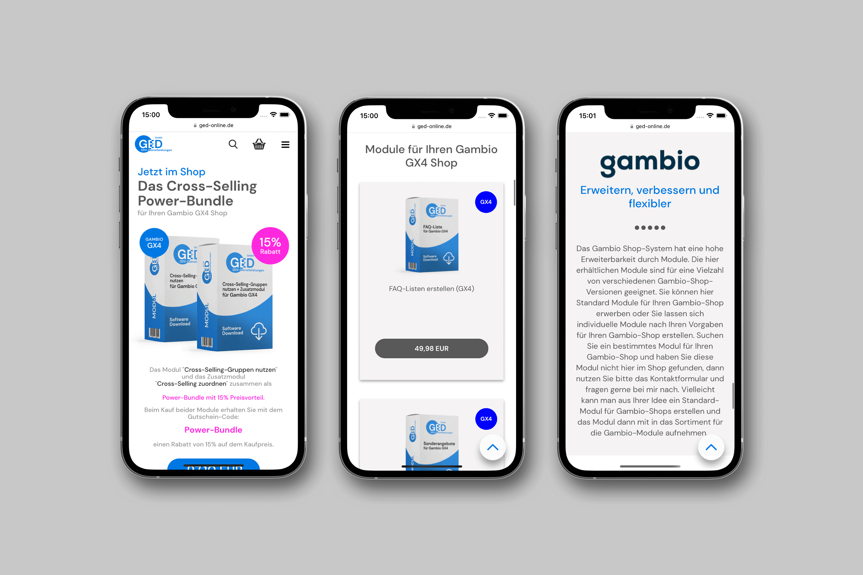 Gambio Shop, Themedesign, Programmierung, Logodesign